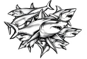 school of sharks from an above view tattoo idea