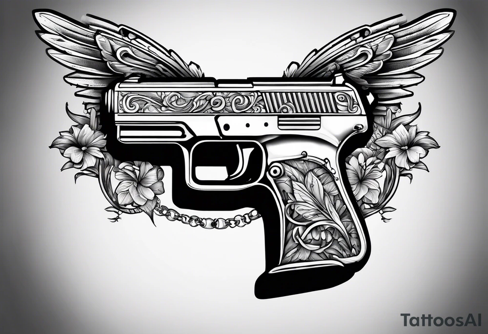 The letters AR with pistols on each side tattoo idea
