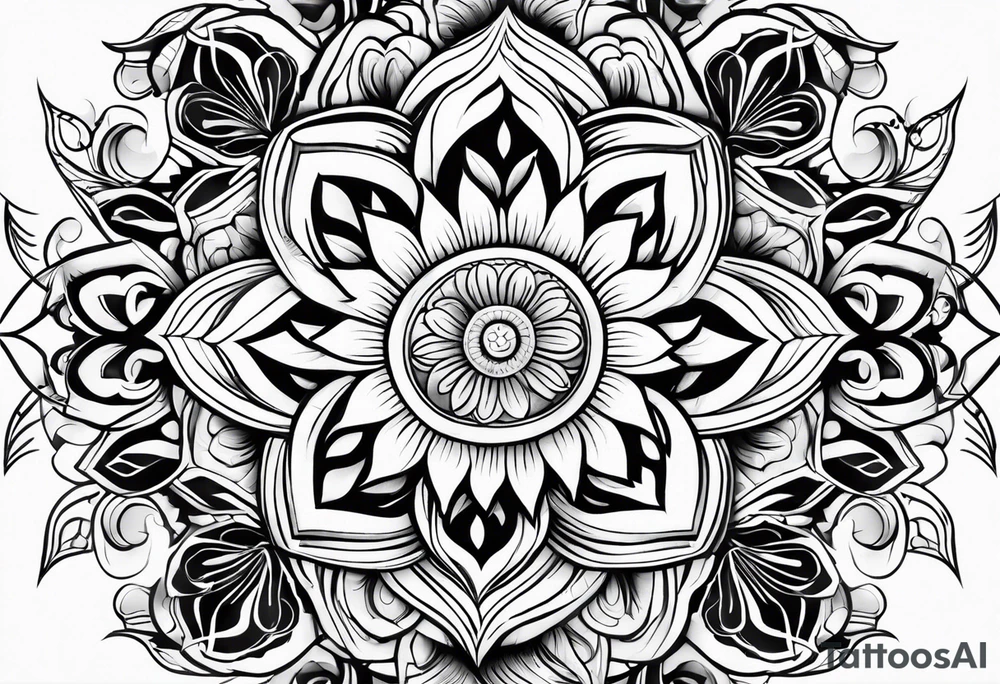 Tribal, flowers, thigh tattoo idea