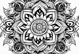 Tribal, flowers, thigh tattoo idea