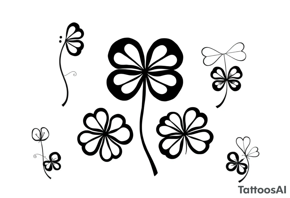 8 unique 4-leaf clovers tattoo idea
