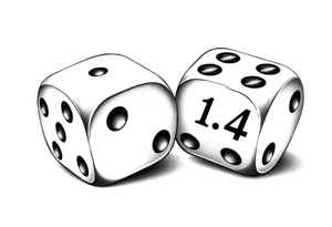 2 dices with dice showing 3, 1,4 tattoo idea