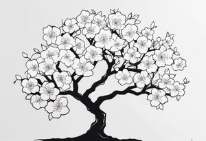 A cherry blossom tree using only white ink (no black) tattoo idea