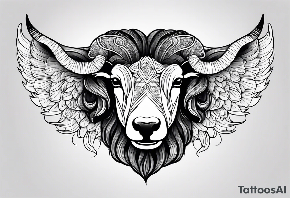 Black sheep with horns and angle wings for arm tattoo tattoo idea