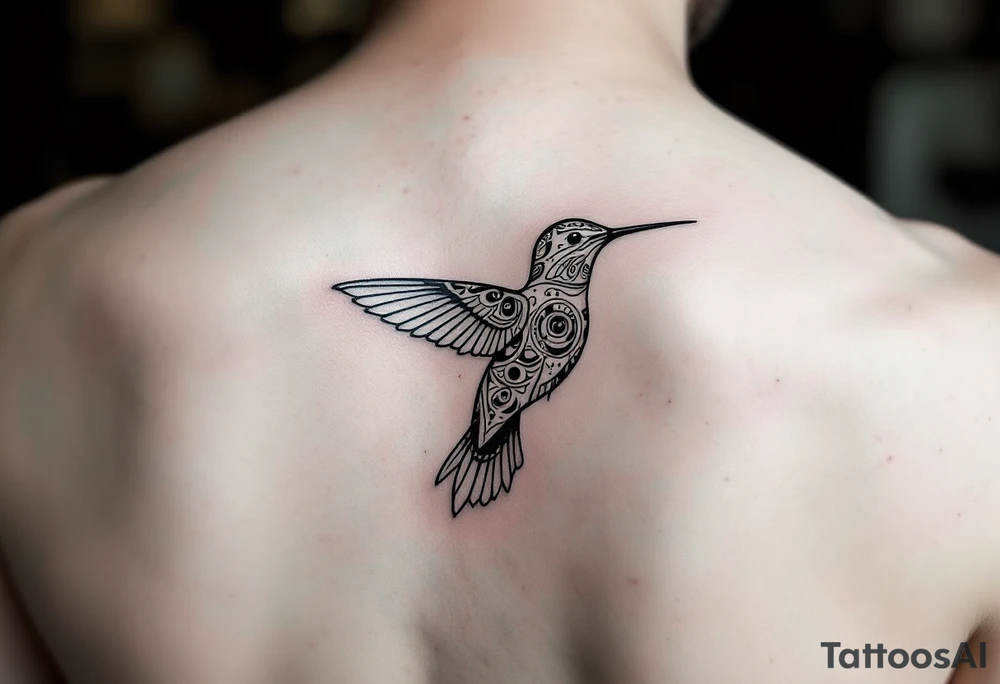 small hummingbird with indigenous style tattoo idea