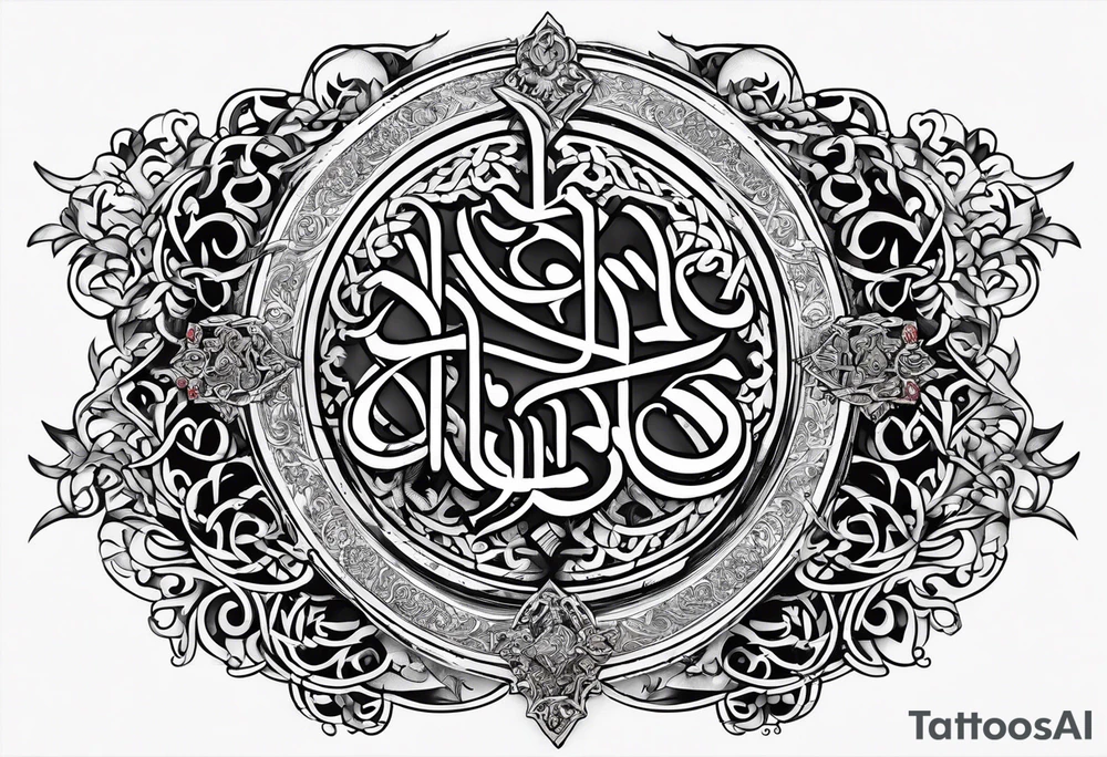 Arabic writing with scroll and heaven tattoo idea