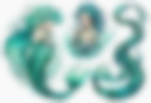 A beautiful mermaid-serpent hybrid with turquois scales and teal hair. tattoo idea