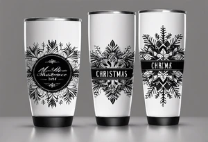 Christmas 2024 personalized name banner on a 20 oz tumbler minimalist snowflake motif tattoo idea