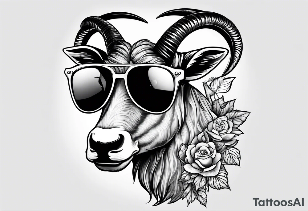 capricorn with sunglasses and a gun tattoo idea