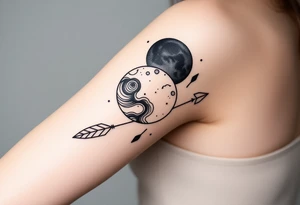 Moon phases with an arrow tattoo idea
