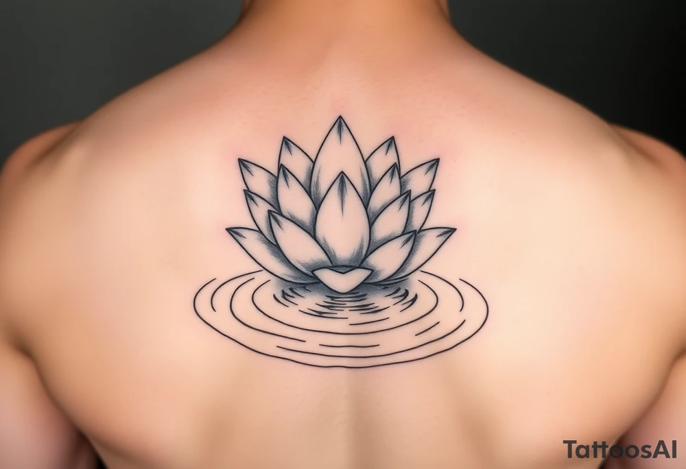 serene lotus flower emerging from sacred waters with ripples tattoo idea