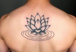 serene lotus flower emerging from sacred waters with ripples tattoo idea