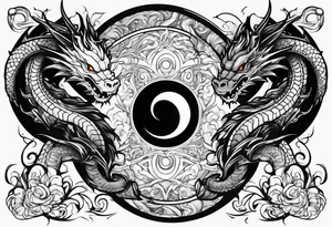 dragons in a yin and yang shape tattoo idea
