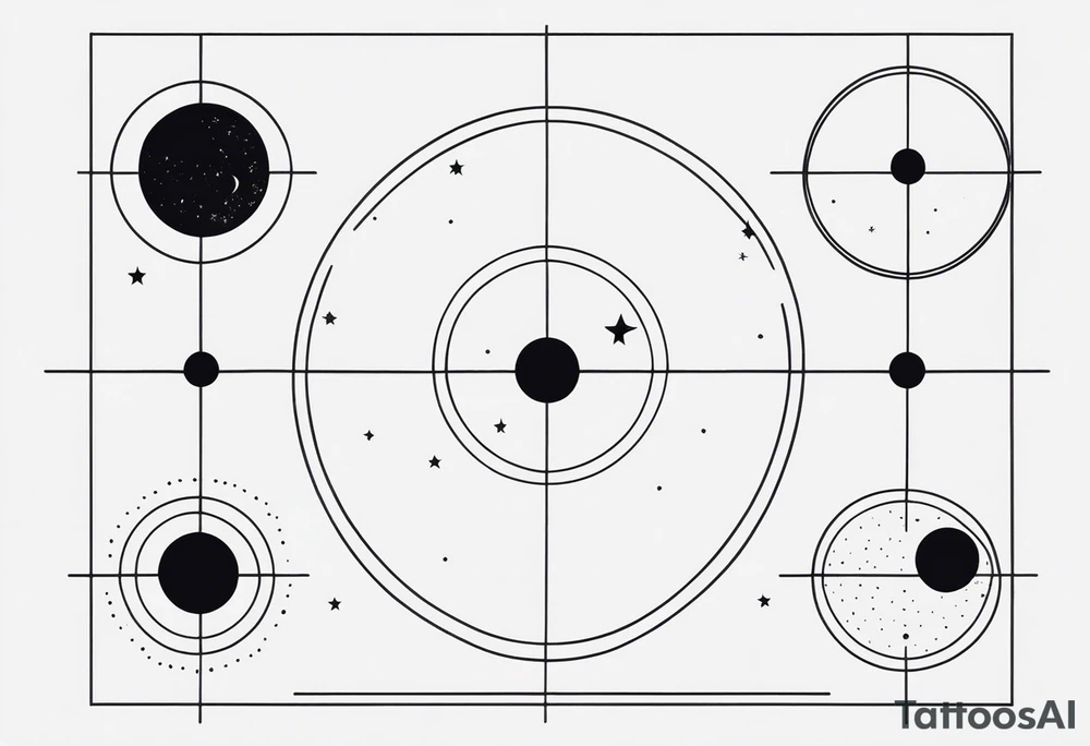 Moon phases with lines and stars horizontal tattoo idea Moon phases with lines and stars horizontal tattoo idea