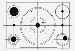 Moon phases with lines and stars horizontal tattoo idea
