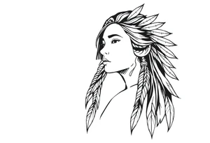 Female Native American side pose tattoo idea