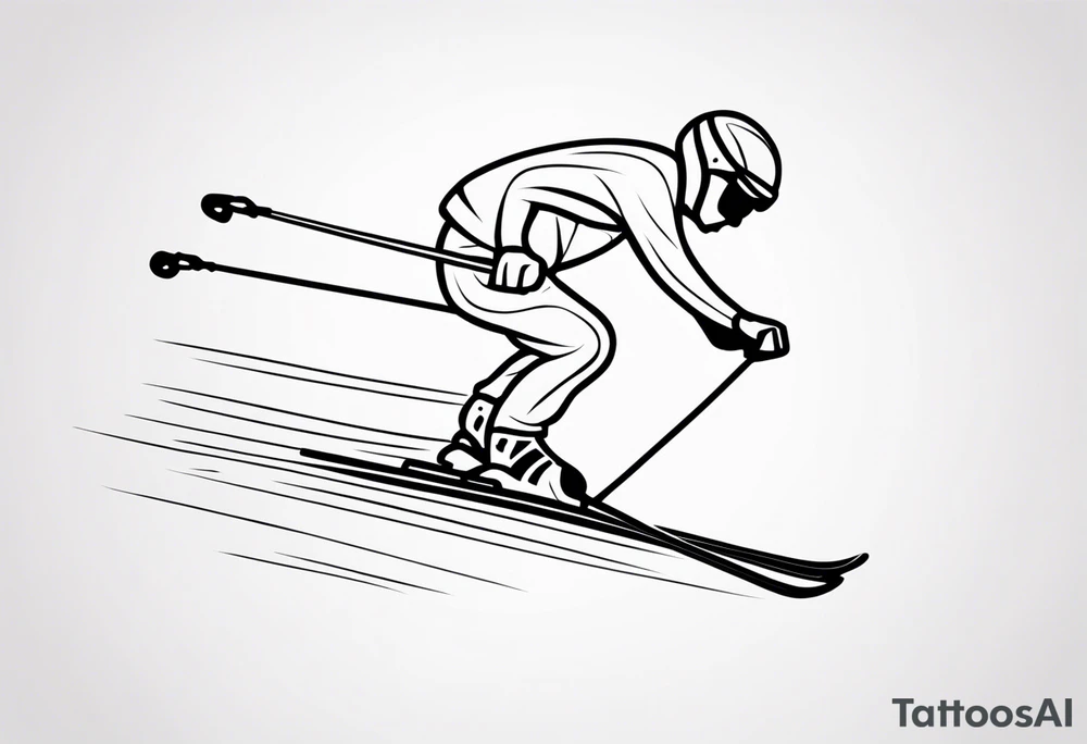 Skier in motion, single line tattoo idea
