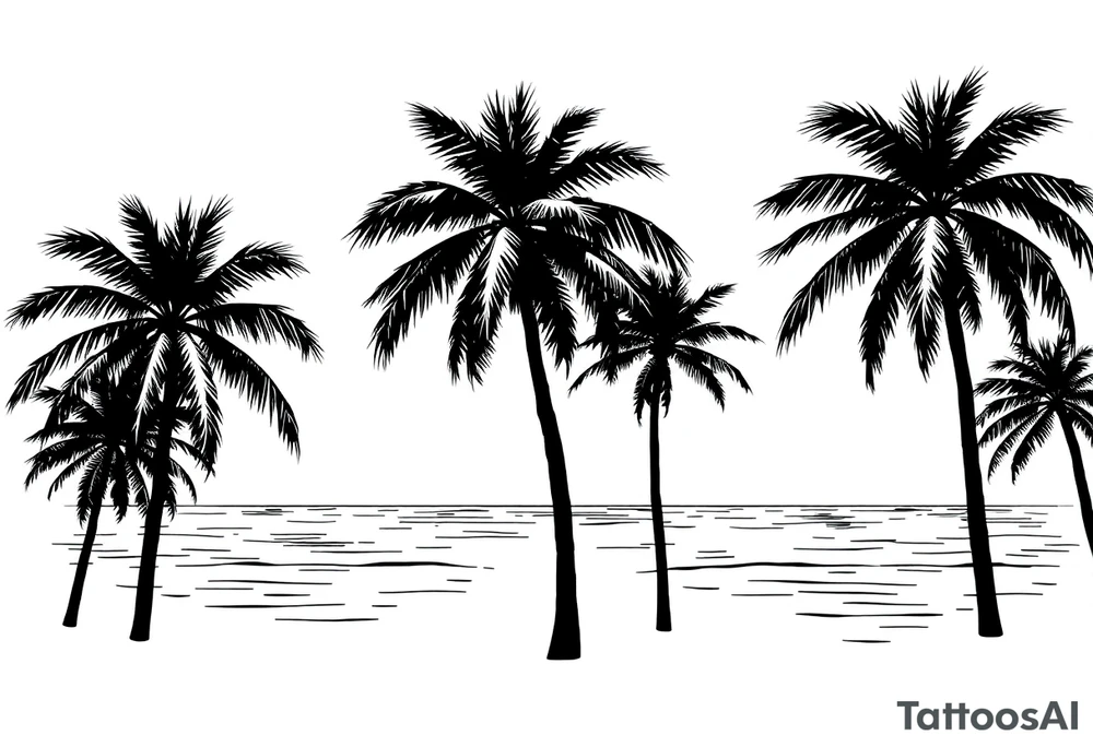 Palm trees, silhouette,  florida, water backround tattoo idea