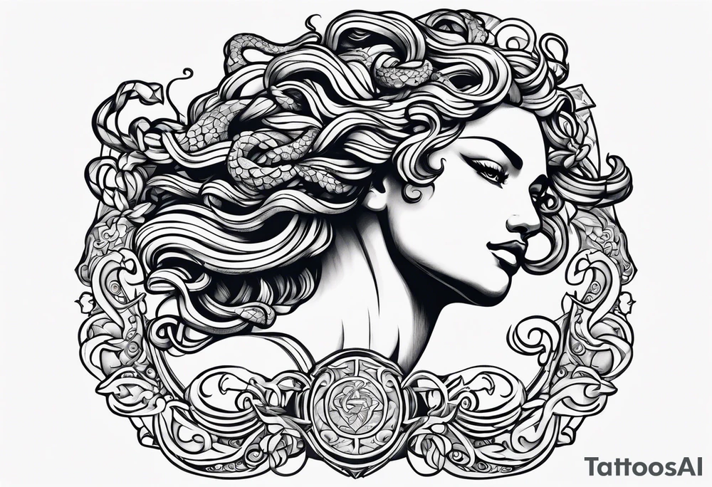 Meander with Medusa tattoo idea