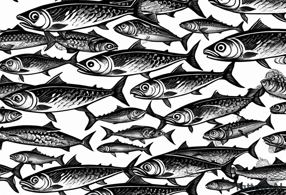Shoal of mackerel in the ocean tattoo idea