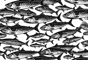 Shoal of mackerel in the ocean tattoo idea