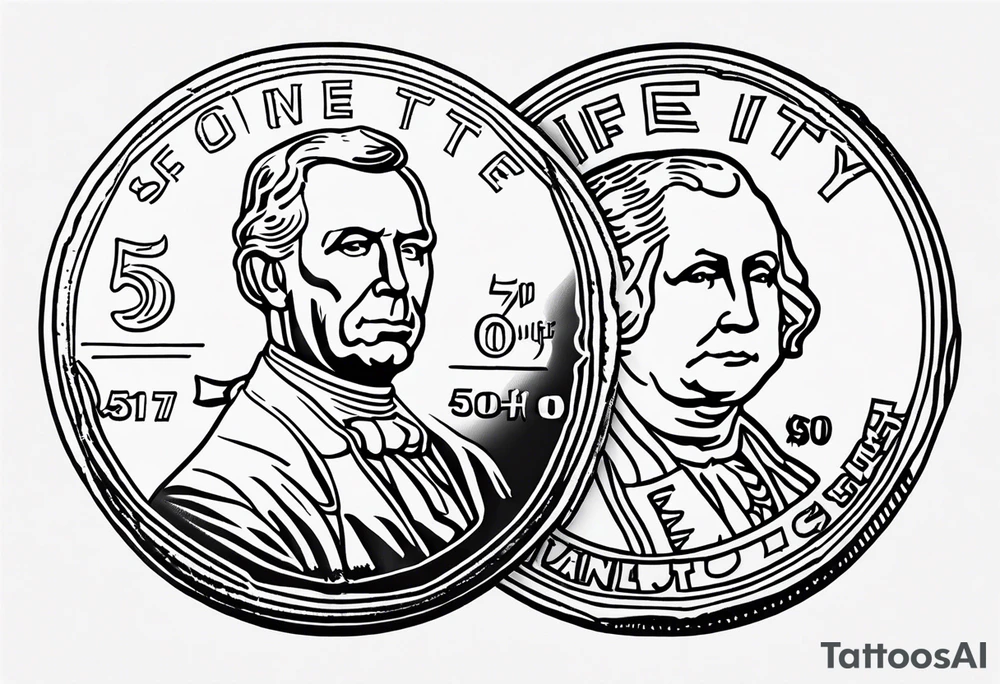 fifty cent us currency coin tattoo idea