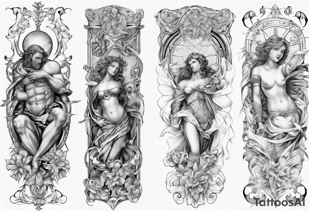 Renaissance angles sleeve tattoo idea
