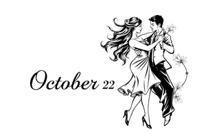 the date October 22, 2024. With the name ‘Lady’. salsa music and dancing elements. tattoo idea