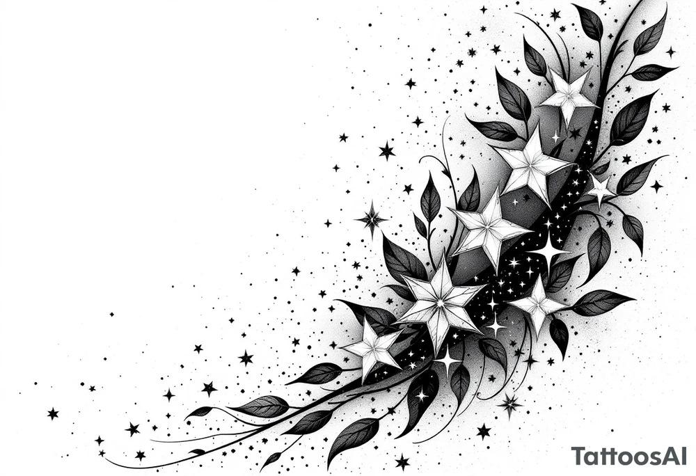 Small stars and tears background tattoo idea