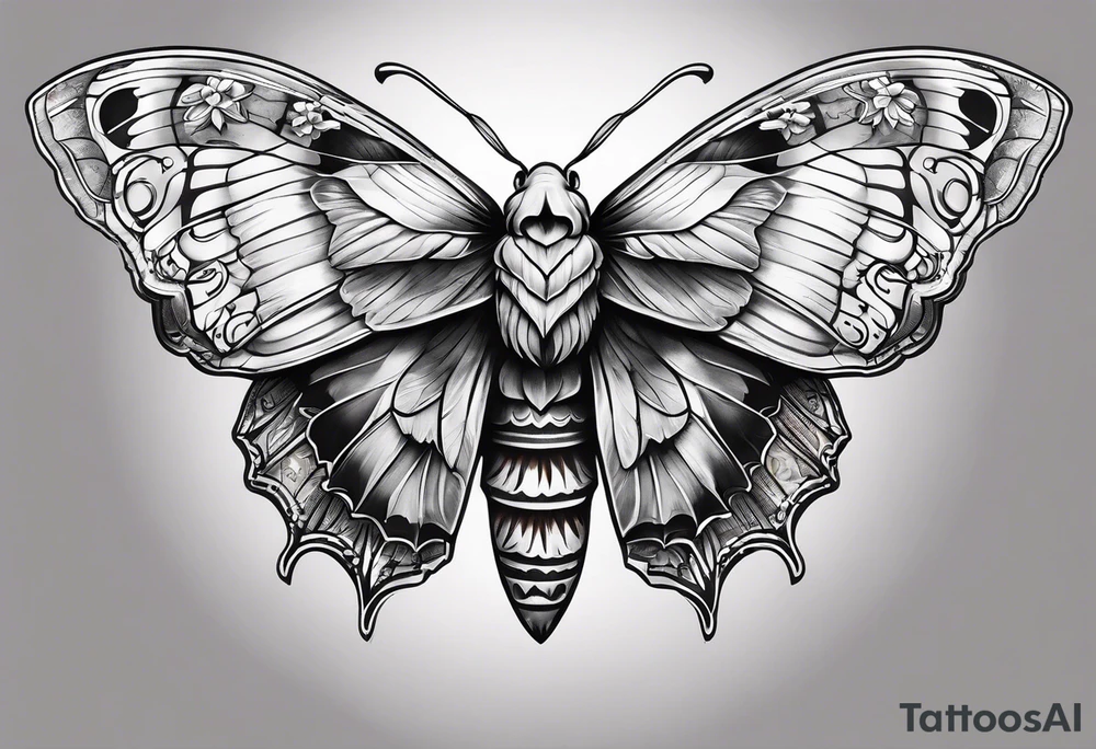 Moth with skull tattoo idea