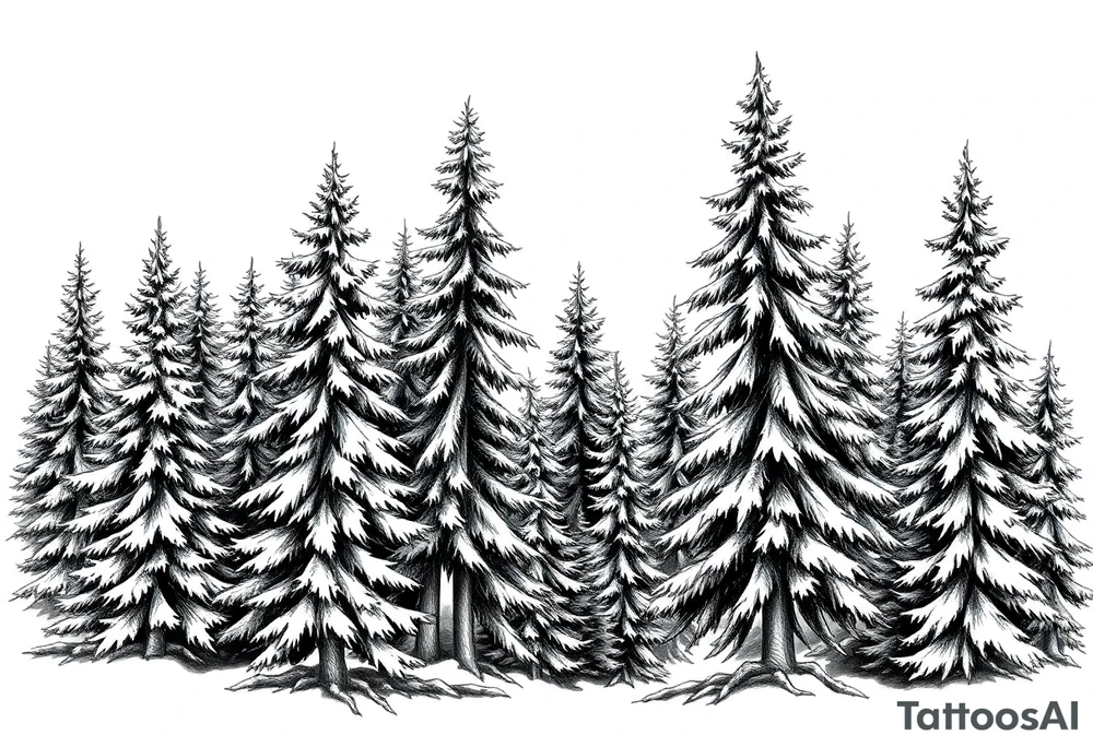 Coniferous forest the trees are black and gray tattoo idea Coniferous forest the trees are black and gray tattoo idea