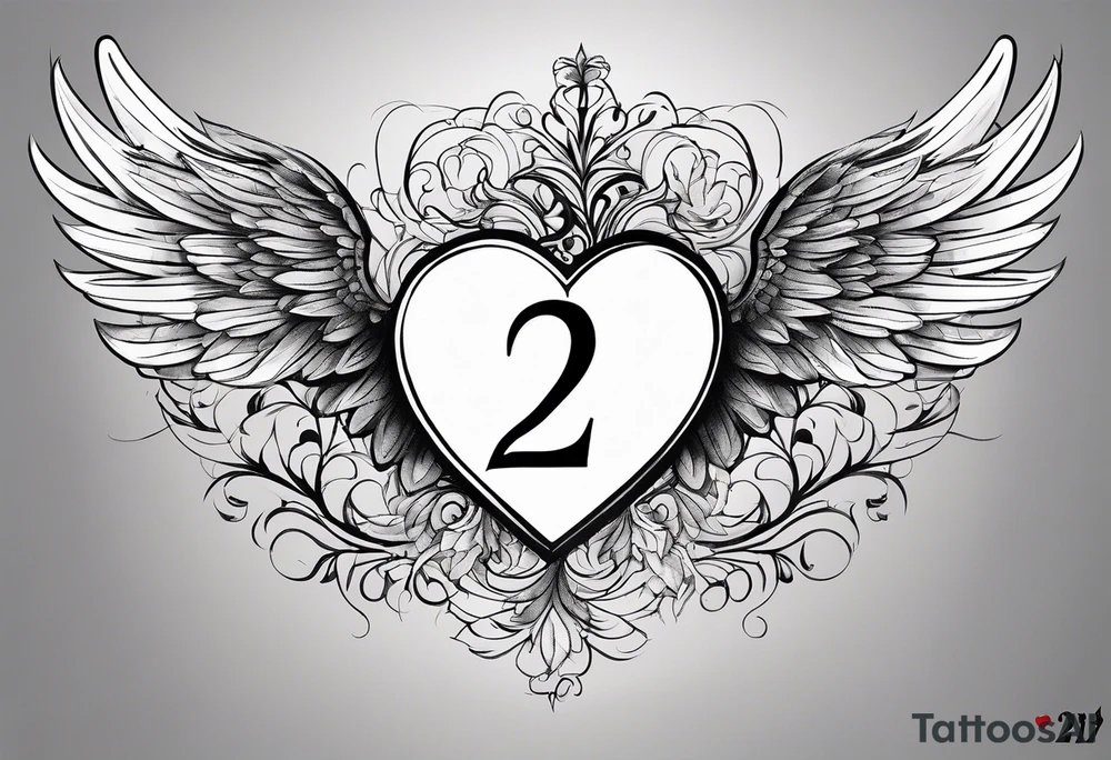 A heart in the form of the number 22 with wings tattoo idea
