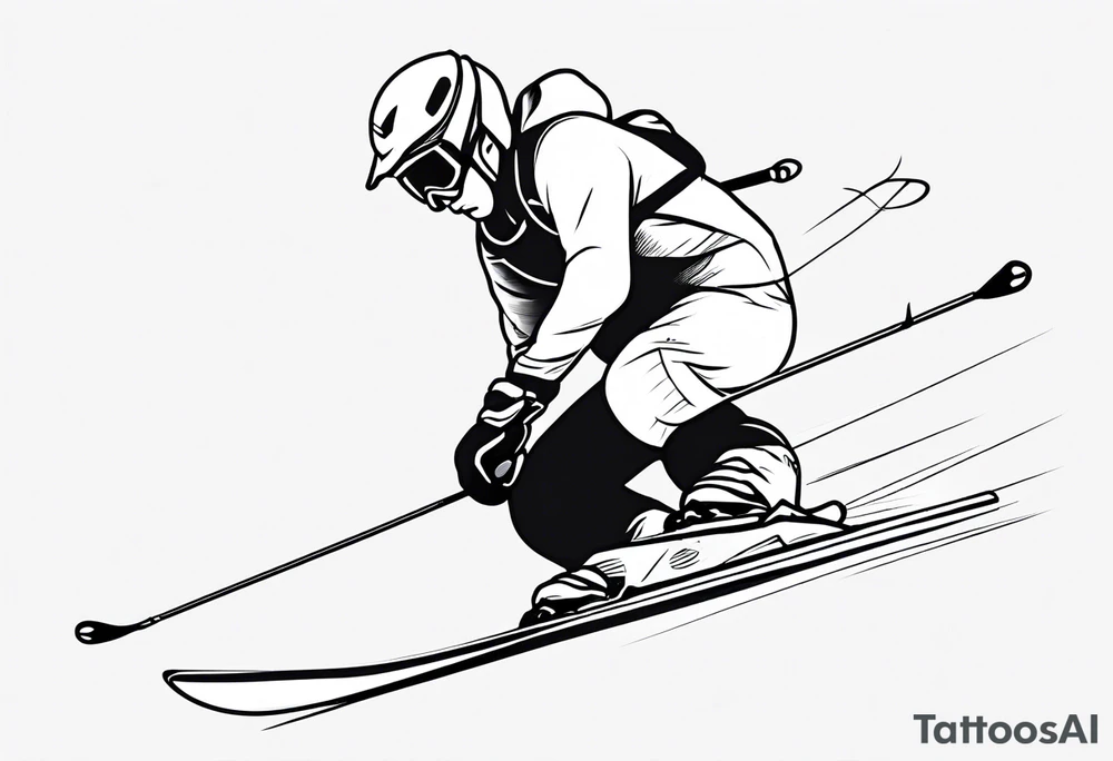 Skier in motion, single line tattoo idea