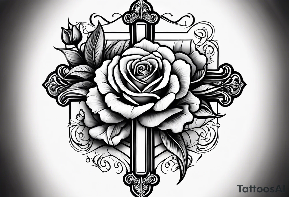 Cross that says know your worth as well as my dads birthday the 30th of August 1966 and a rose tattoo idea
