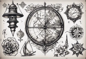 Landkarte mit koordinatennetz, im alten pergamentstyle tattoo idea
