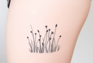 A field with long grass and flowers tattoo idea