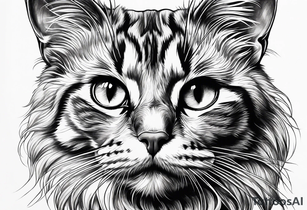 Black and white cat tattoo idea