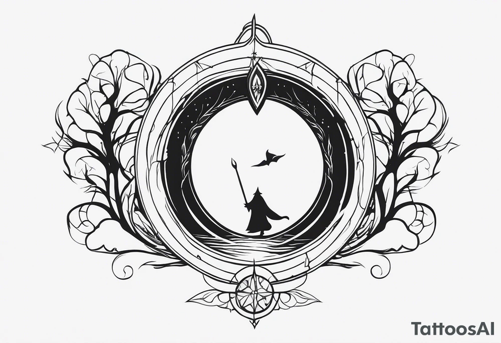 Lord of the rings with Harry Potter incorporated. Small dainty and minimal. Something like the hobbit door tattoo idea