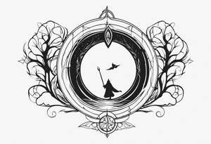 Lord of the rings with Harry Potter incorporated. Small dainty and minimal. Something like the hobbit door tattoo idea
