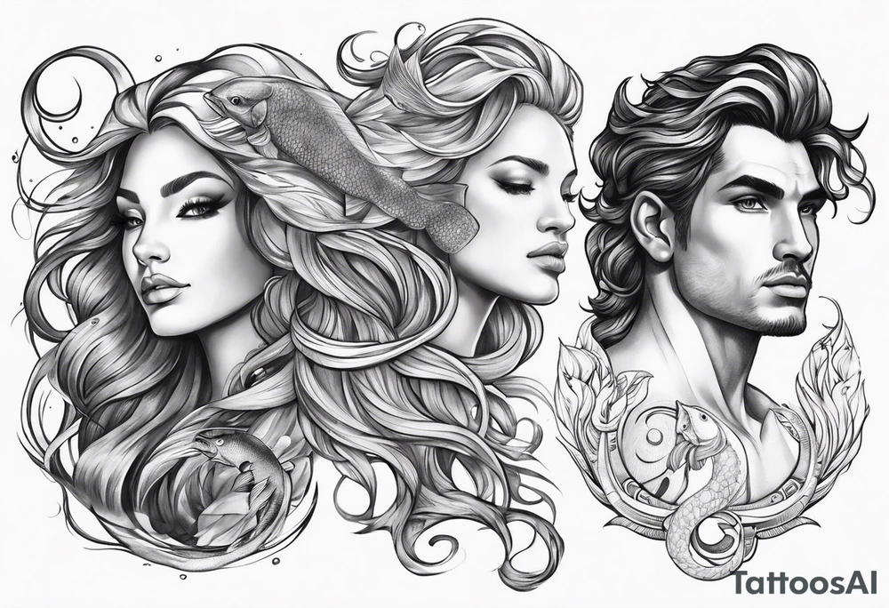 Pisces zodiac sign
Aquarius zodiac sign
Leo zodiac sign
Combination
Masculine tattoo idea