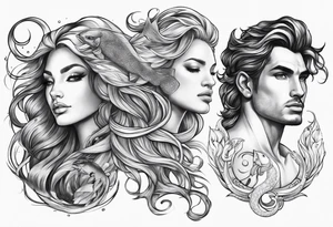 Pisces zodiac sign 
Aquarius zodiac sign 
Leo zodiac sign 
Combination 
Masculine tattoo idea