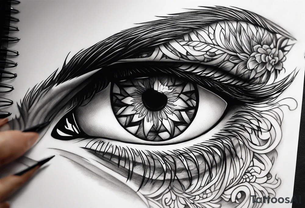 Half Lion eye half anake eye tattoo idea