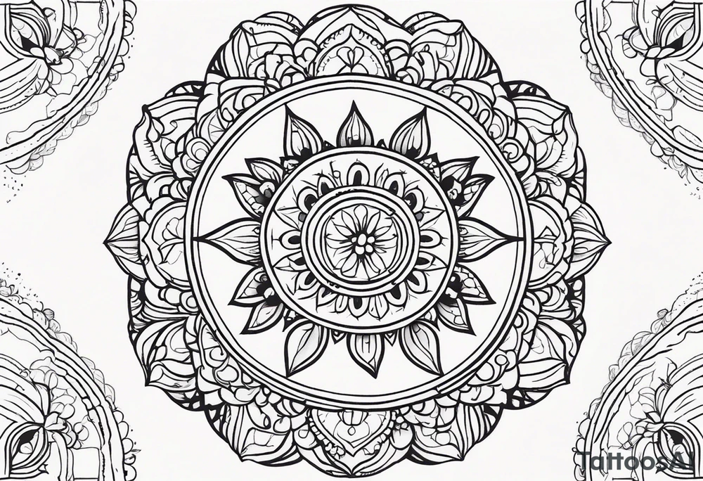 Mirrored style. Mexican mandala design fine line whimsical tattoo idea