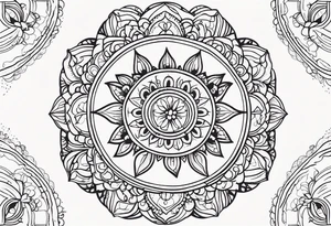 Mirrored style. Mexican mandala design fine line whimsical tattoo idea