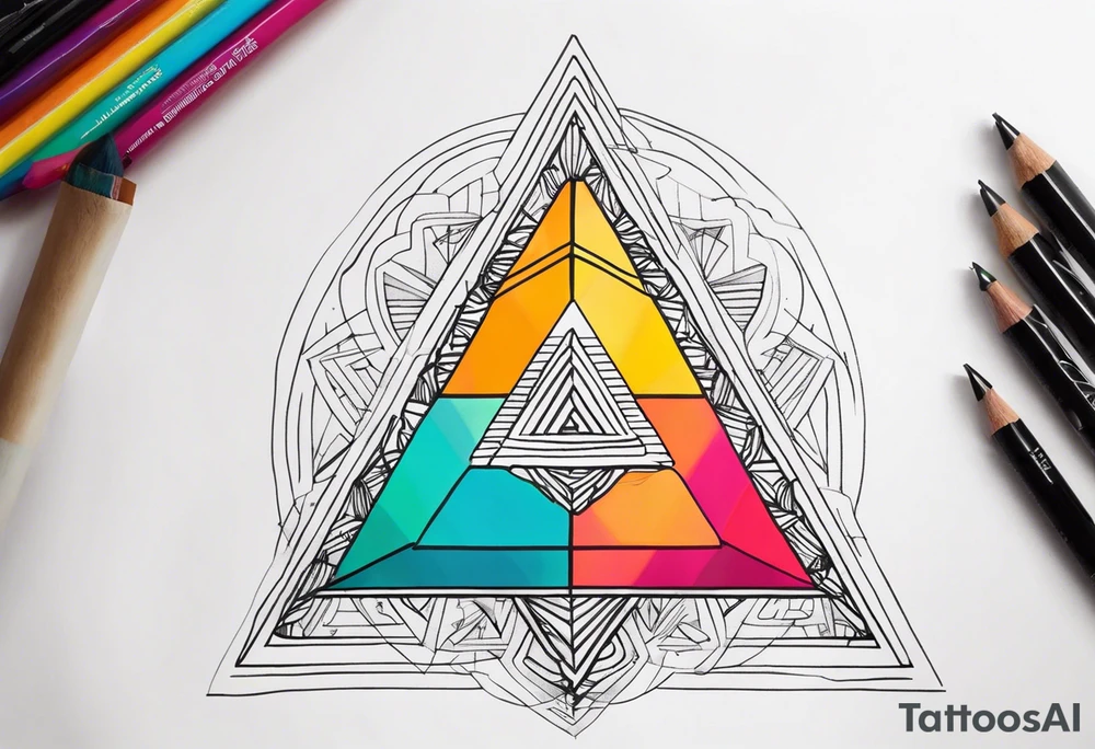 psychedelic trianglles tattoo idea