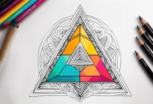 psychedelic trianglles tattoo idea