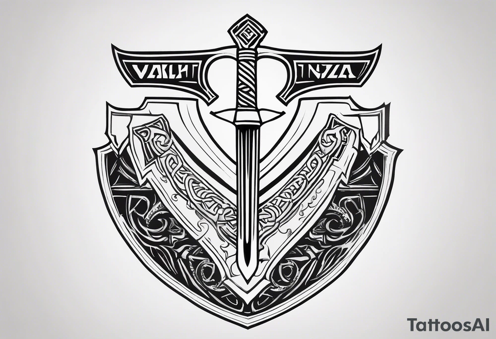 Valhalla shield sword valknut axe tattoo idea