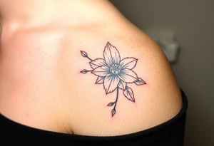 January December July birthday flower infi with diamond tattoo idea