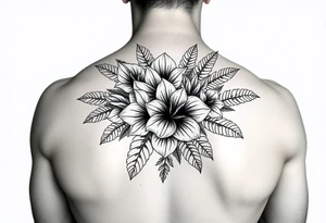 Bouquet made of birth flowers for the months of April May, June and August with exotic foliage like fern leaves and Monstera for arm sleeve tattoo idea