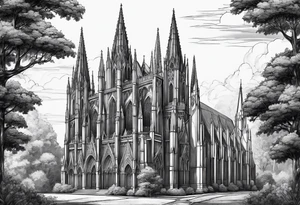 gothic cathedral with knight in armor tattoo idea
